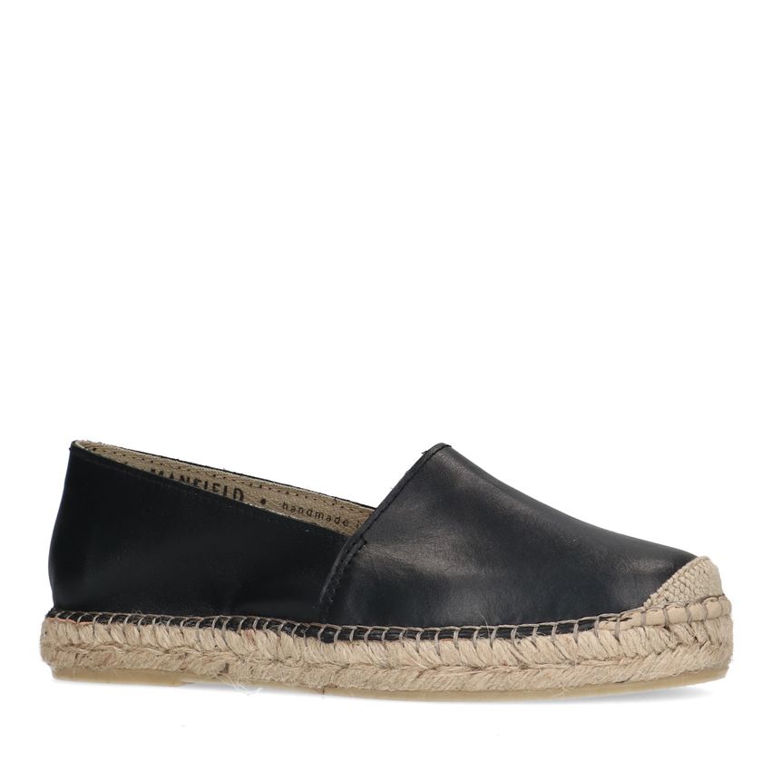 Schwarze Leder-Espadrilles