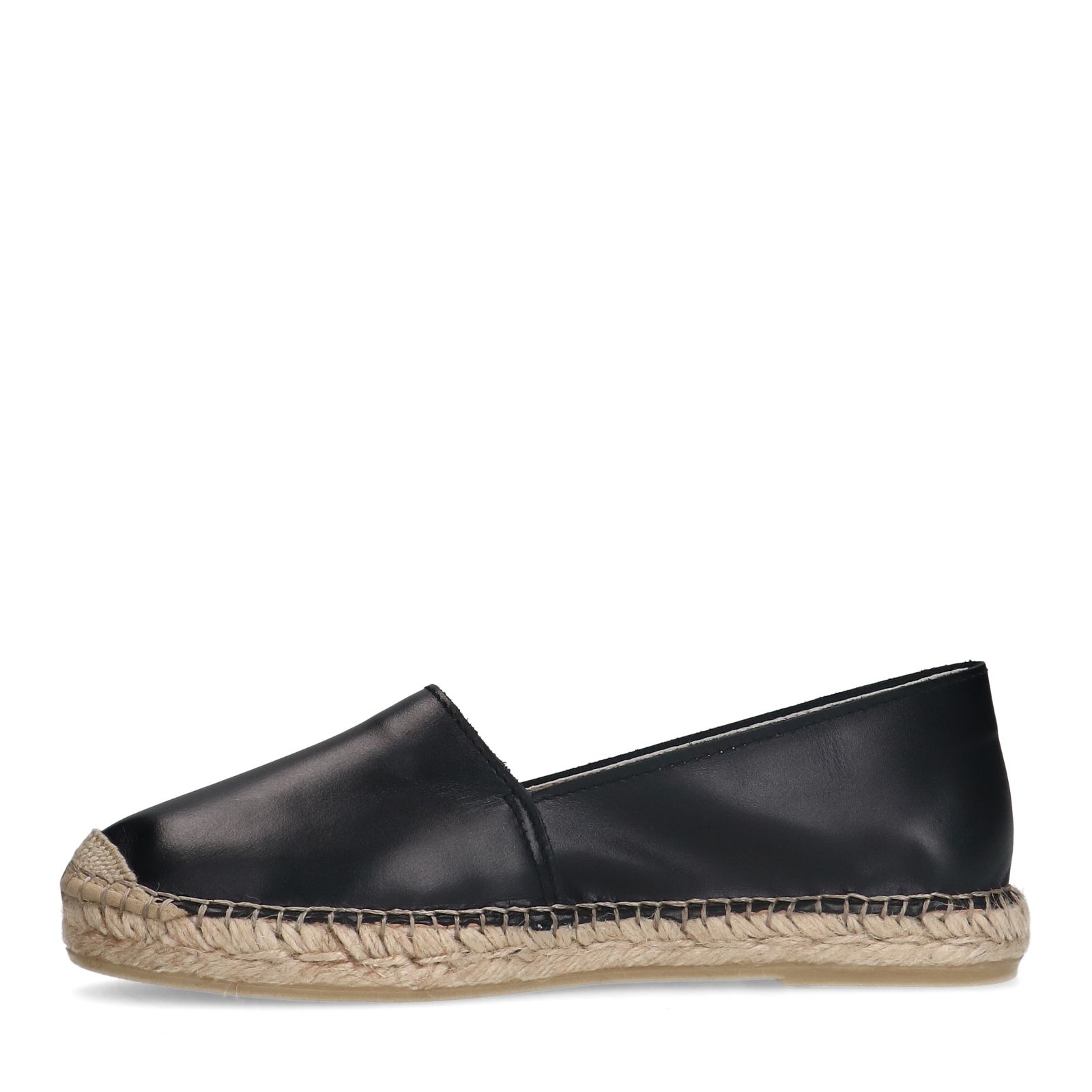 Schwarze Leder-Espadrilles
