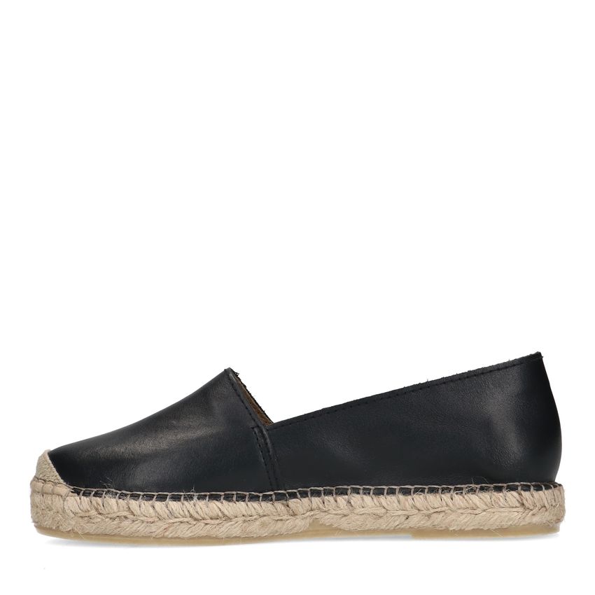 Schwarze Leder-Espadrilles