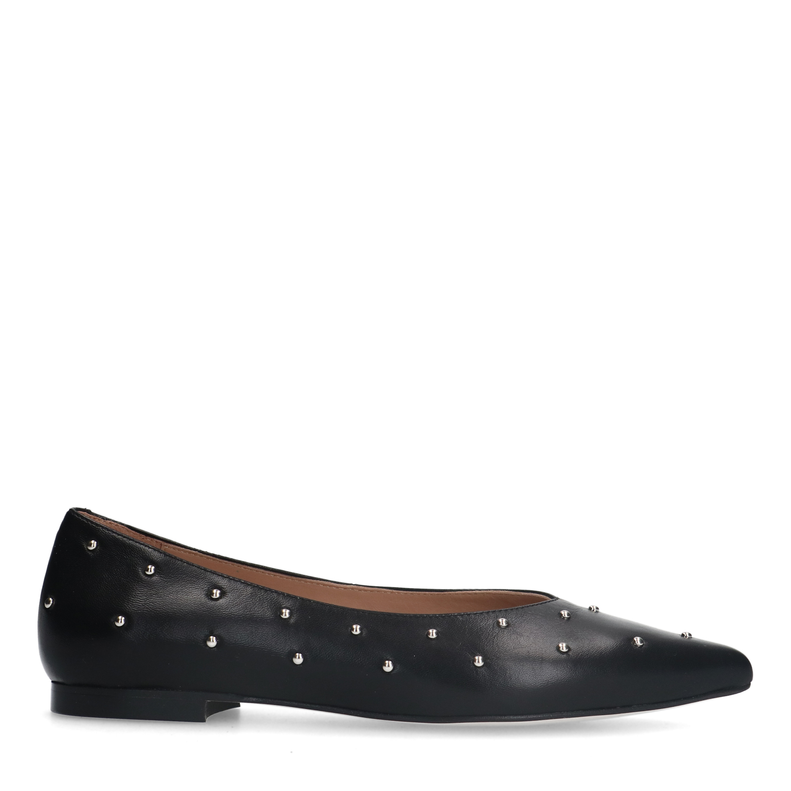 Zwarte leren ballerina's met studs Instappers Manfield Manfield