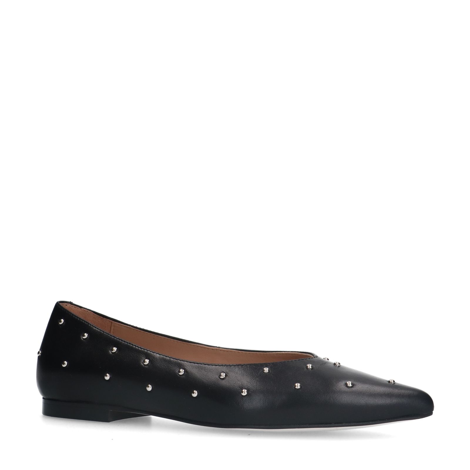 Zwarte leren ballerina's met studs