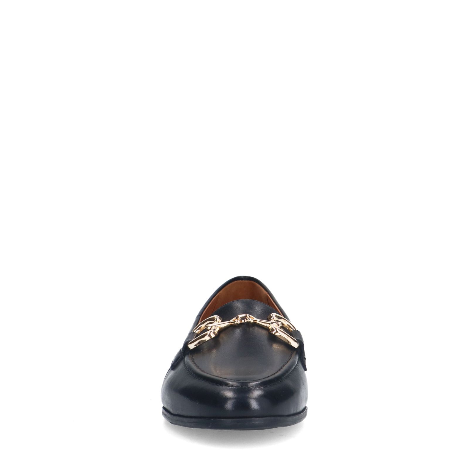 Zwarte leren loafers met gouden chain