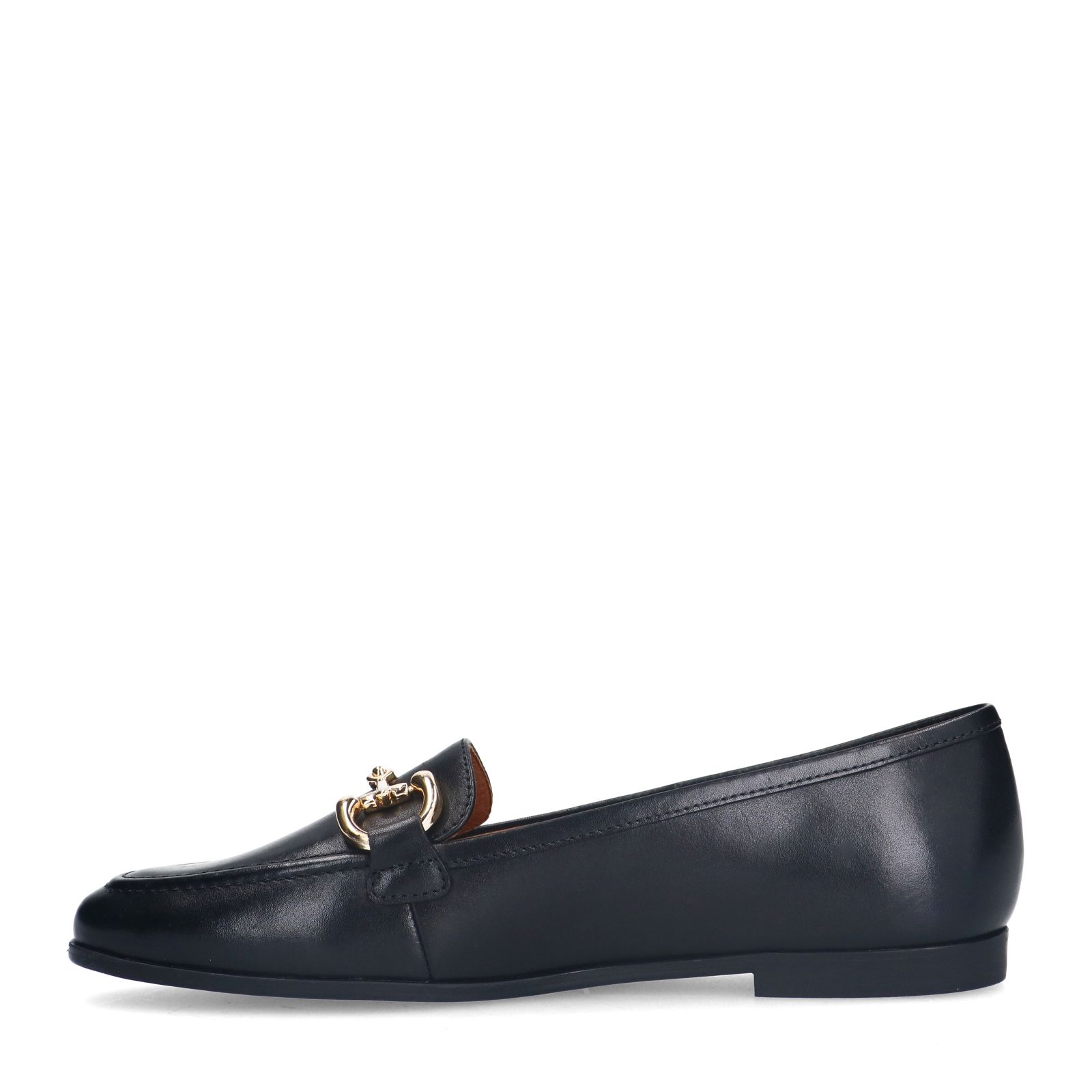 Zwarte leren loafers met gouden chain