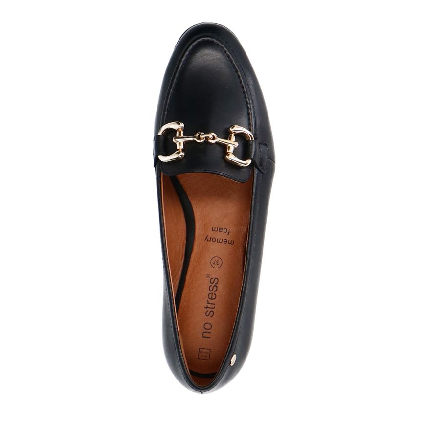 Zwarte leren loafers met gouden chain