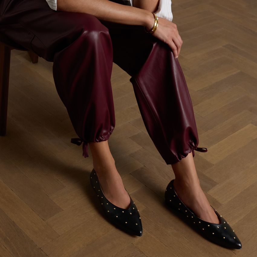 Zwarte leren loafers met studs