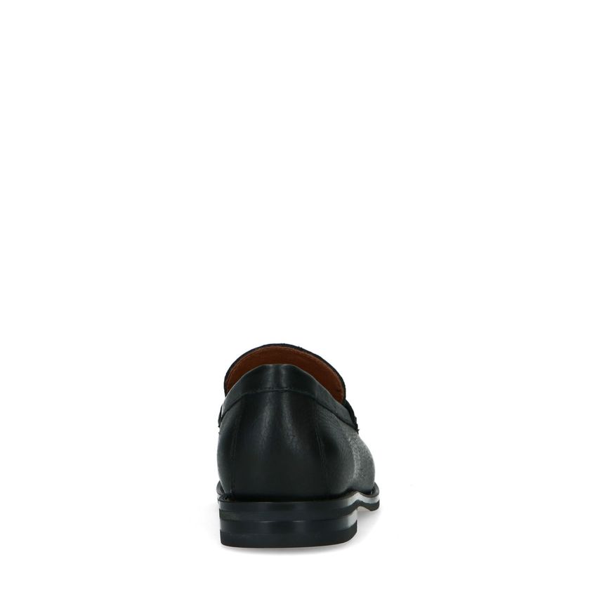 Schwarze Leder-Loafer mit goldenem Detail