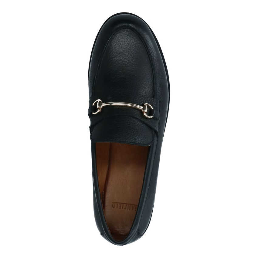 Schwarze Leder-Loafer mit goldenem Detail