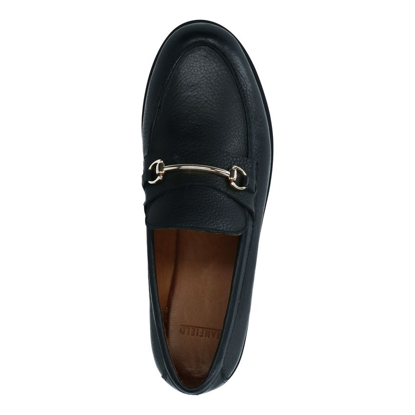 Zwarte leren loafers met goudkleurig detail