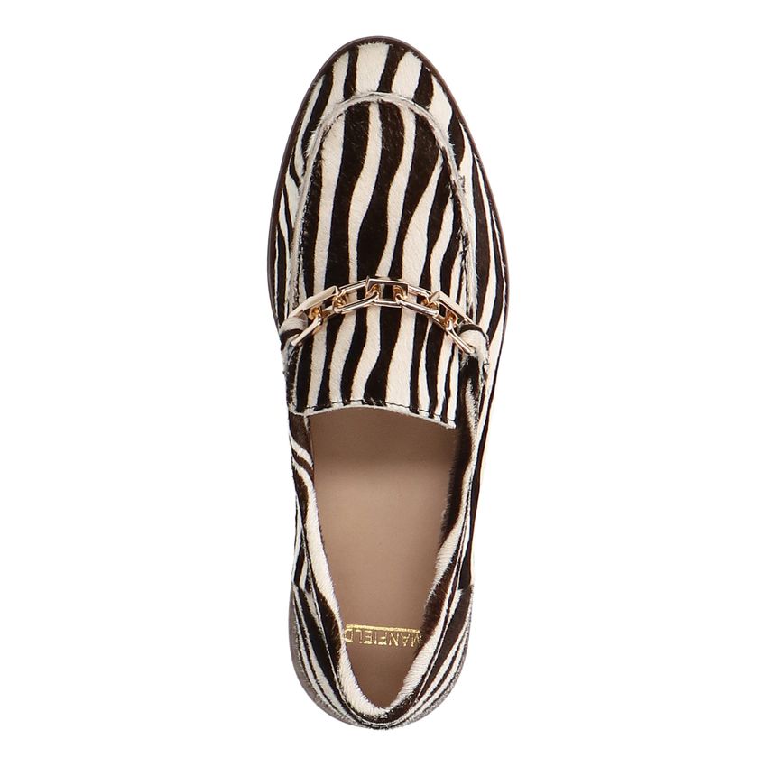 Loafer mit Zebraprint und goldfarbenem Detail