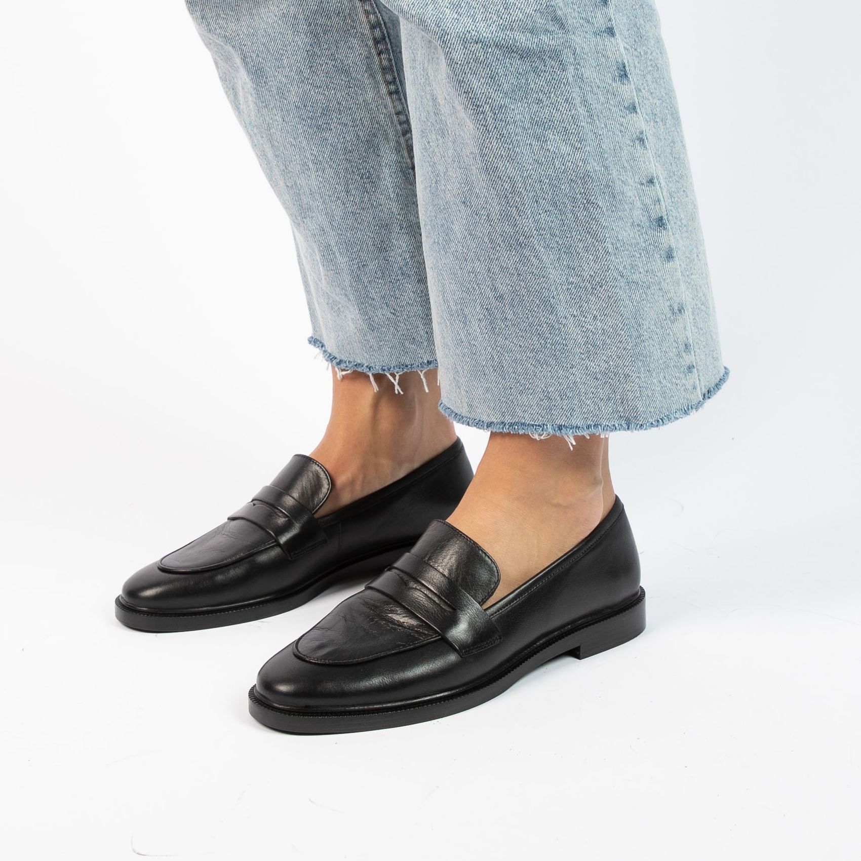Zwarte leren loafers
