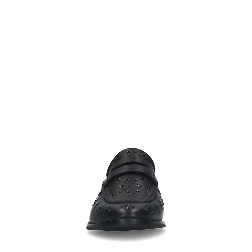 Schwarze Leder-Loafer mit Nieten