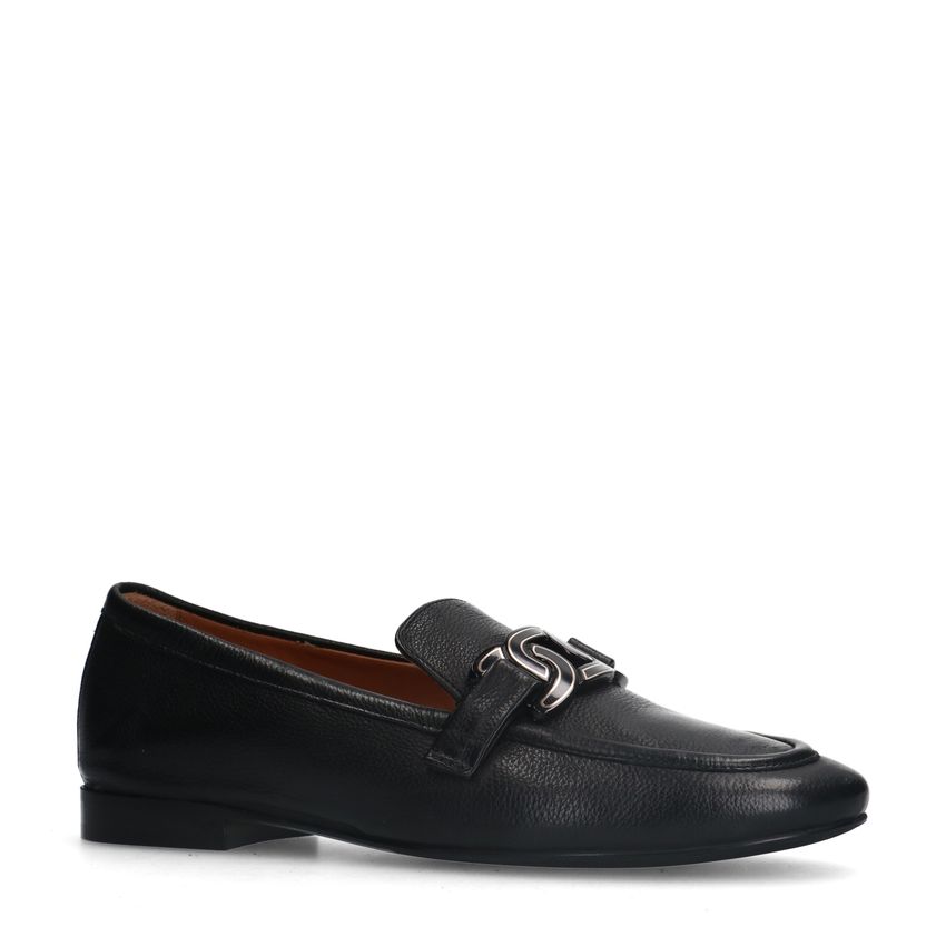 Zwarte leren loafers met detail