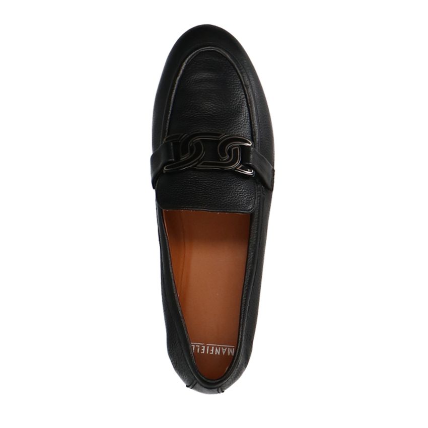 Zwarte leren loafers met detail