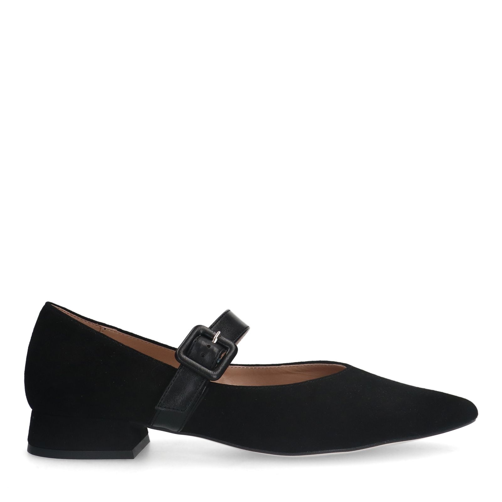 Zwarte suède loafers met gespsluiting