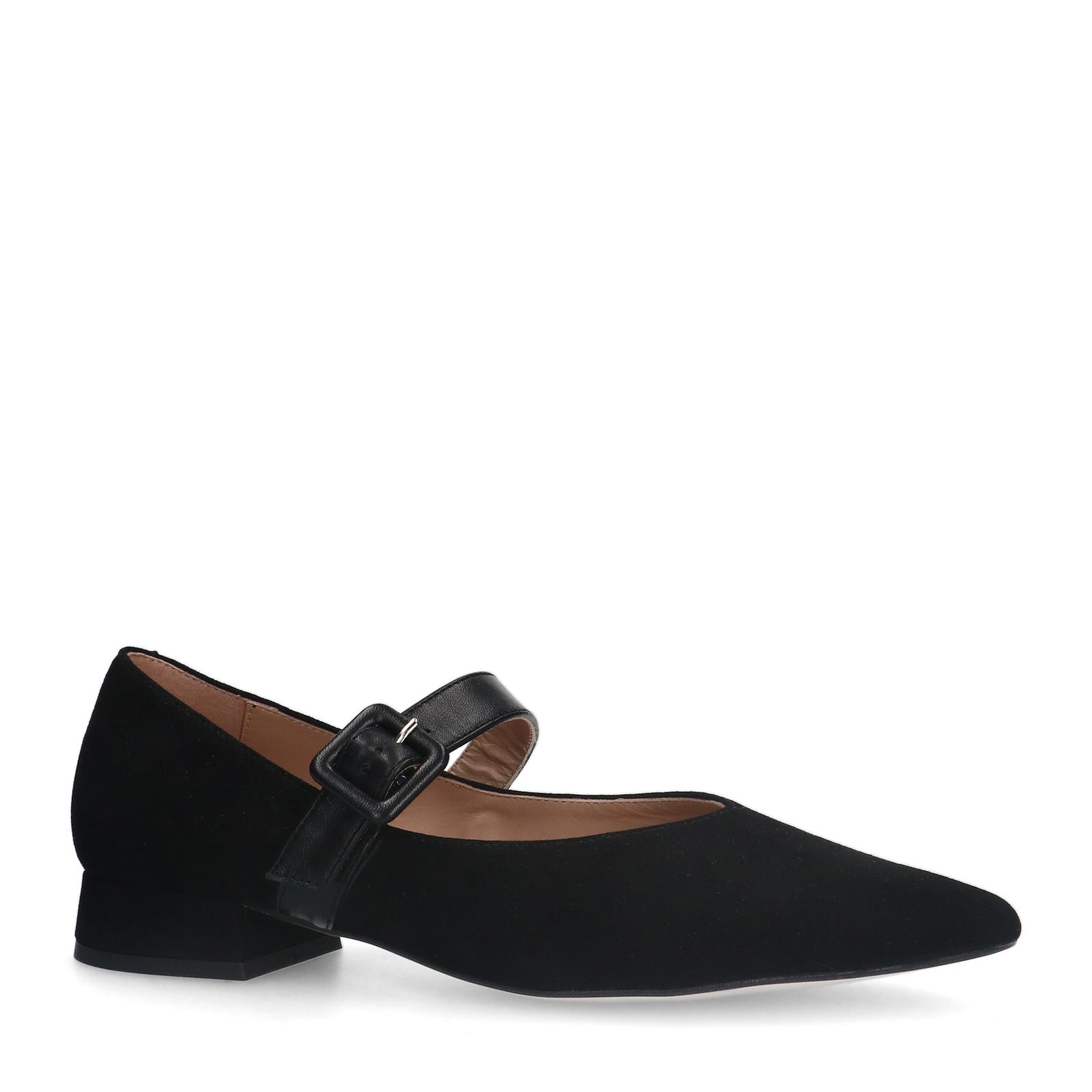 Zwarte suède loafers met gespsluiting
