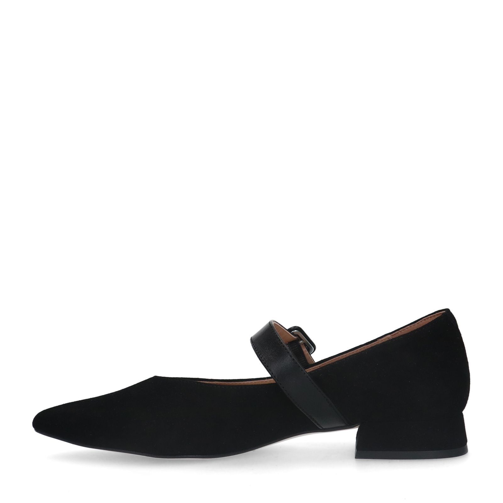 Zwarte suède loafers met gespsluiting