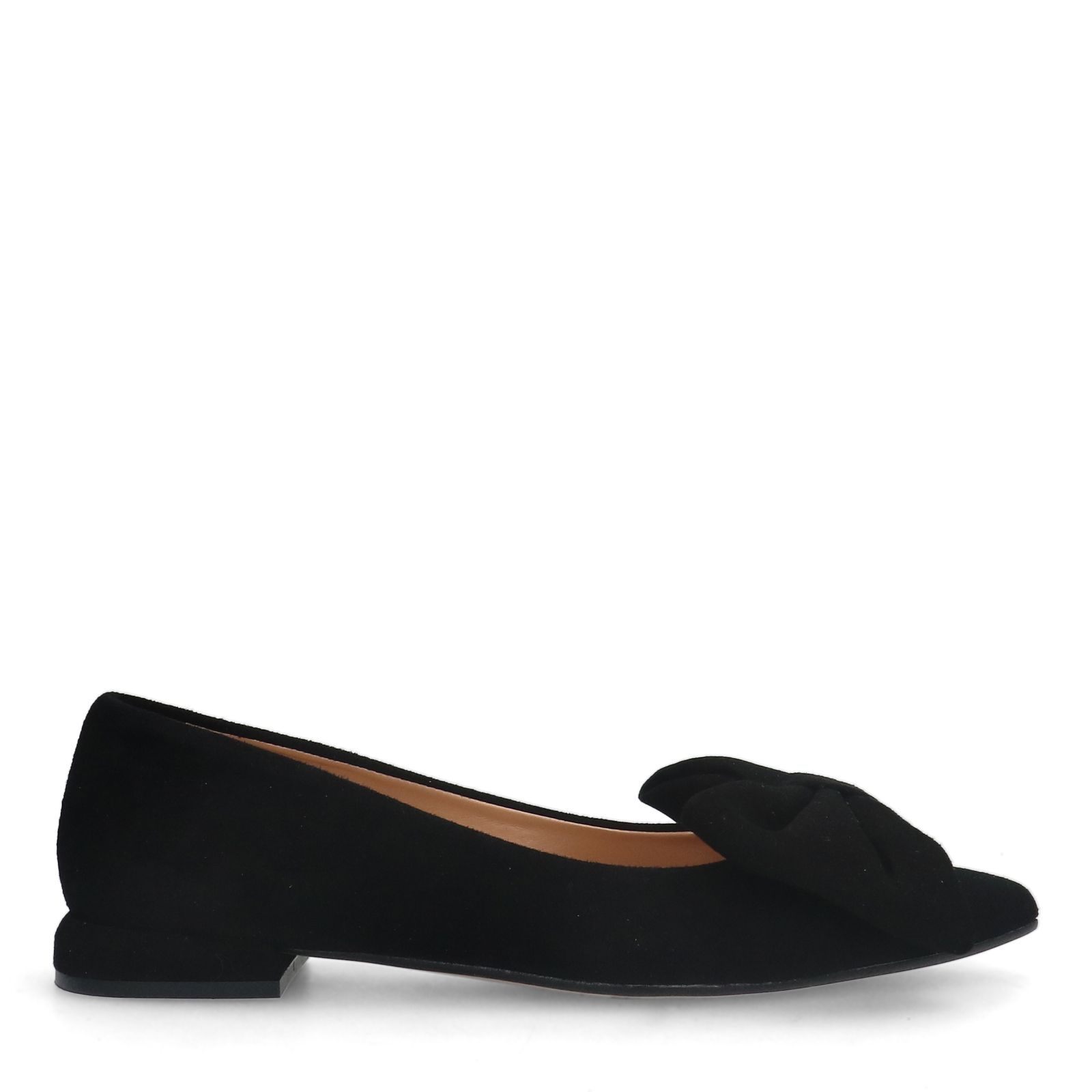 Zwarte suède loafers met strik