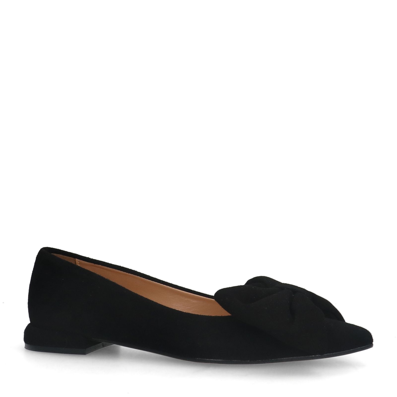 Zwarte suède loafers met strik
