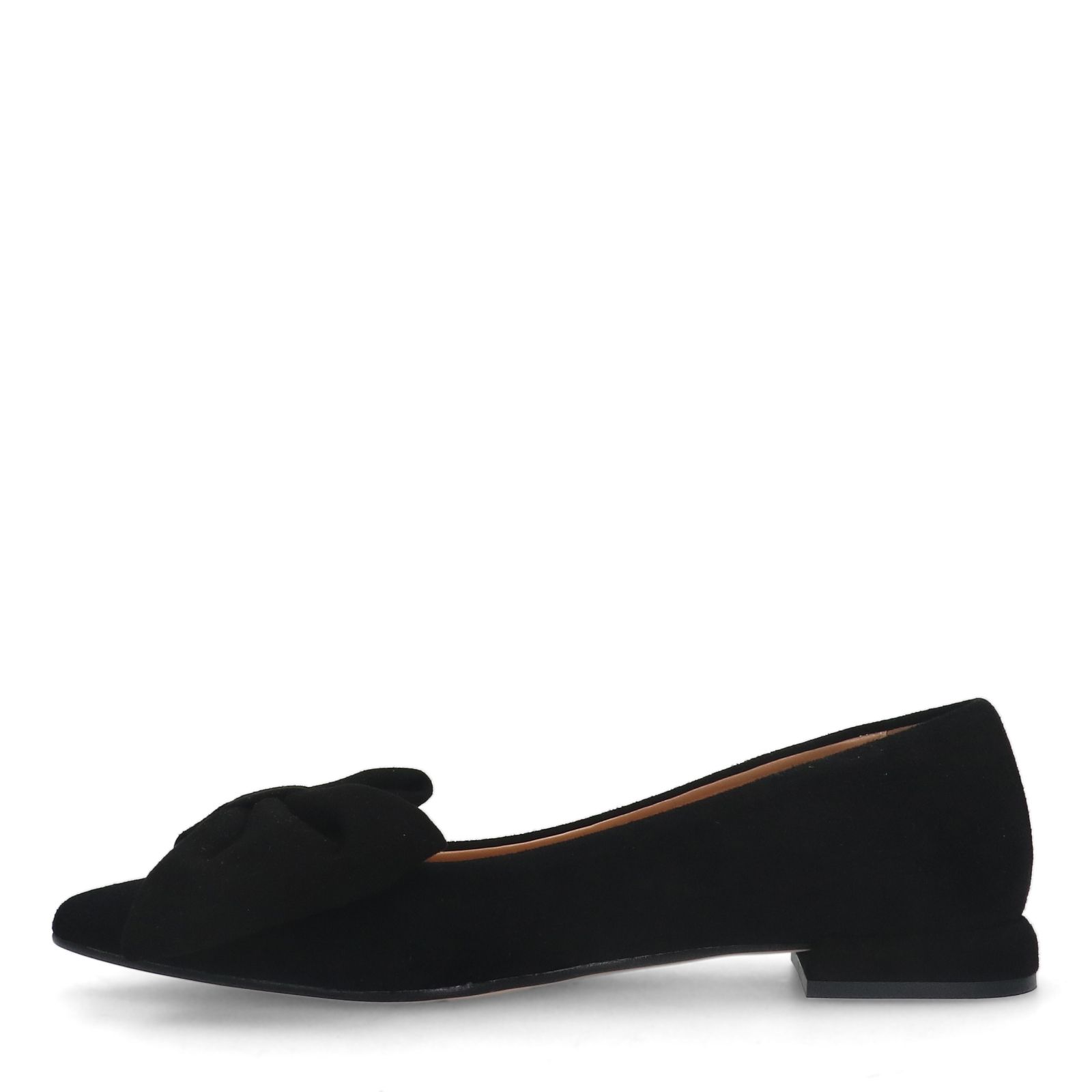 Zwarte suède loafers met strik