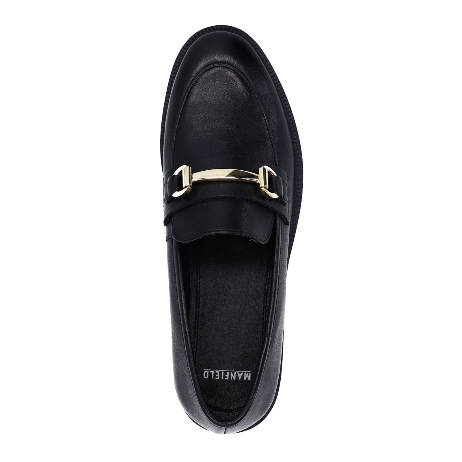 Zwarte leren loafers met goudkleurig detail