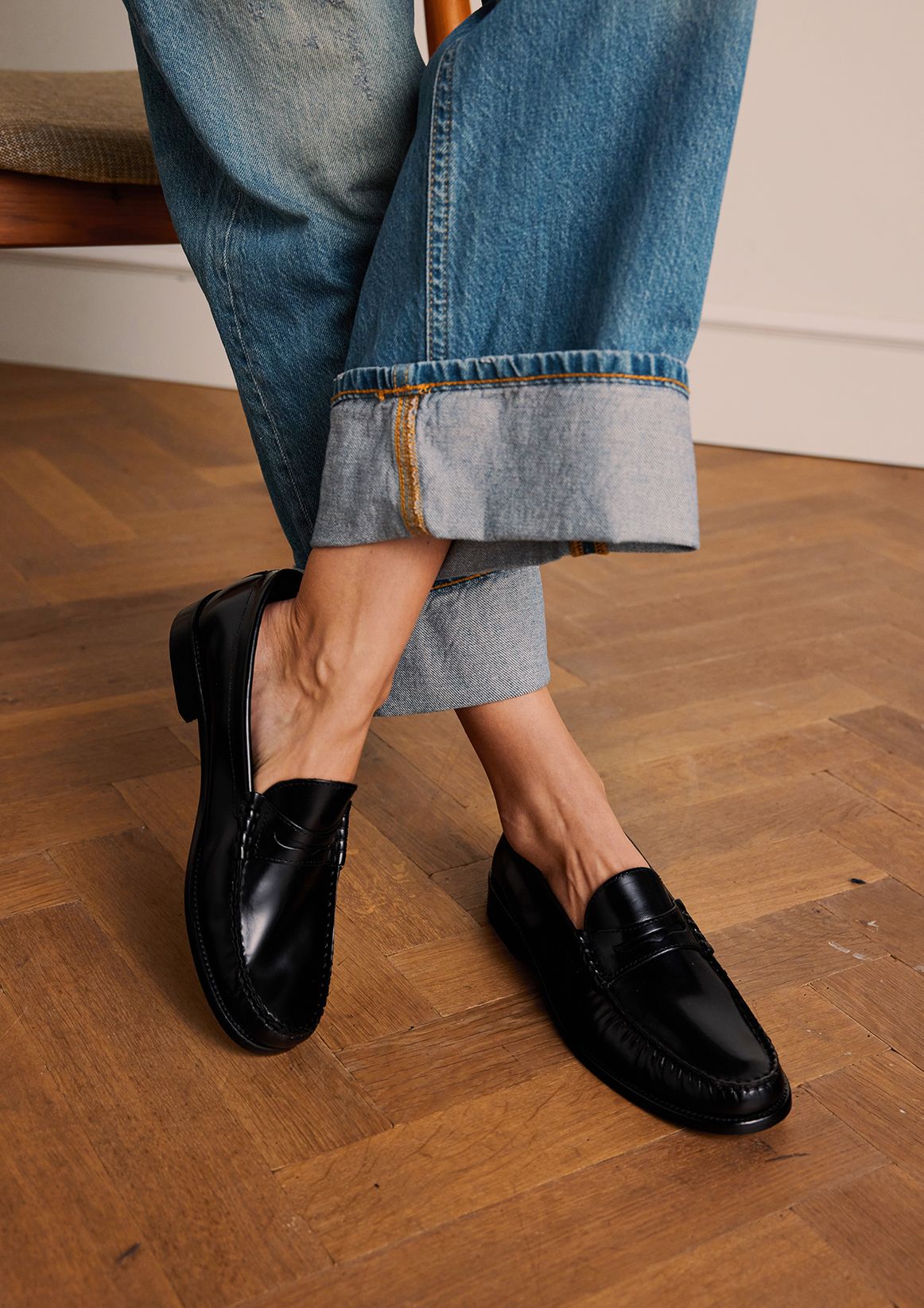 Schwarze Leder-Loafer