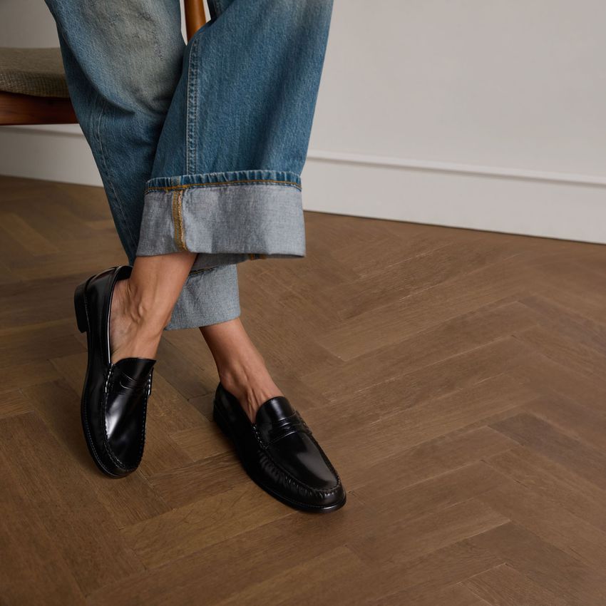 Schwarze Leder-Loafer