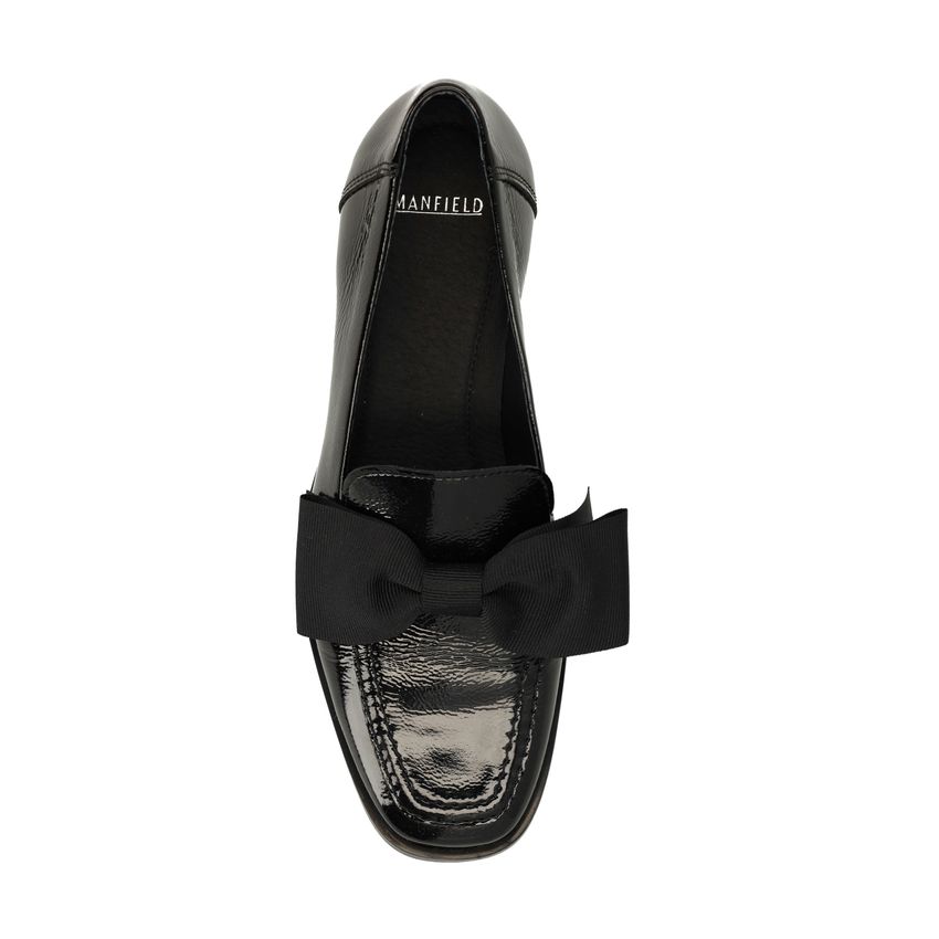 Zwarte lakleren loafers met strik