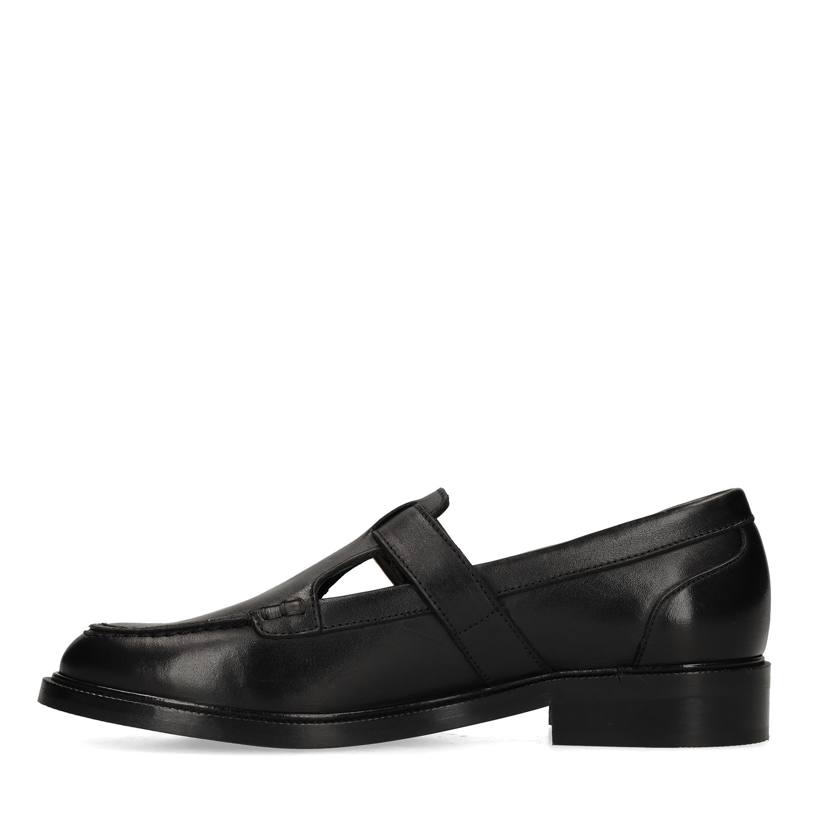 Schwarze Leder-Loafer mit Schnalle
