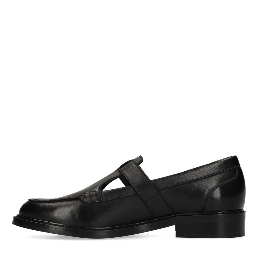 Schwarze Leder-Loafer mit Schnalle