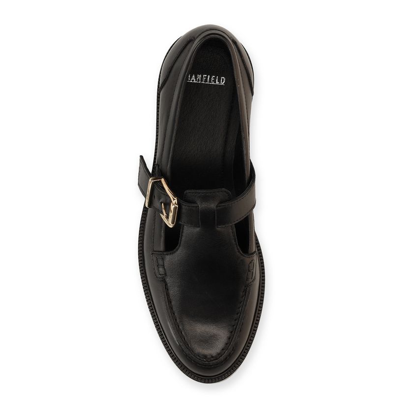 Schwarze Leder-Loafer mit Schnalle