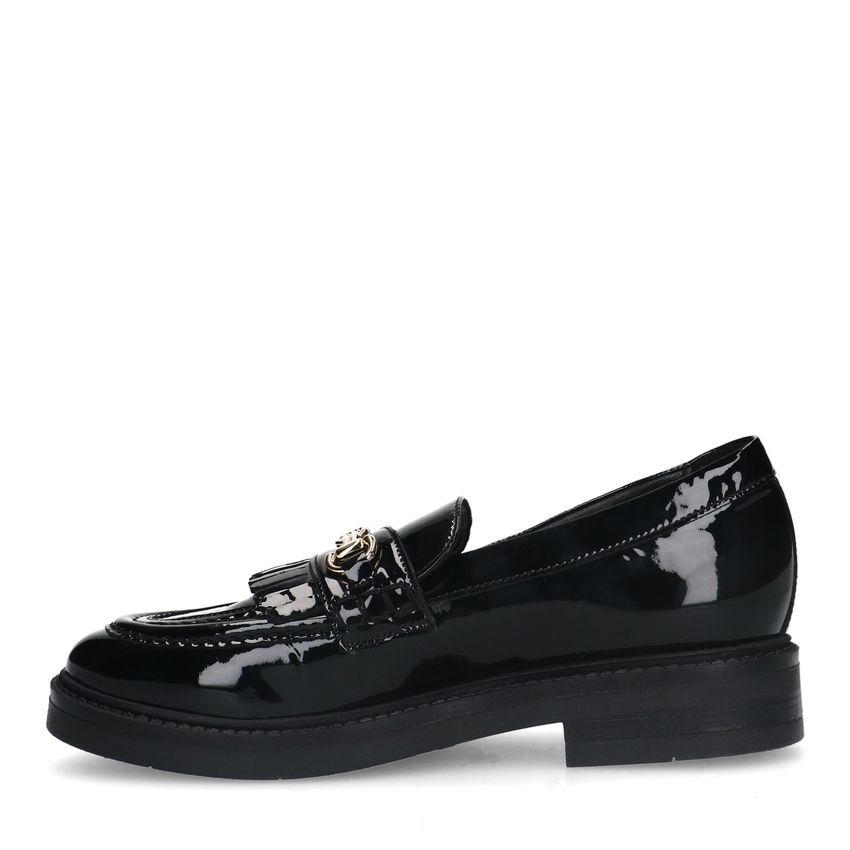 Zwarte lakleren loafers met goudkleurige details