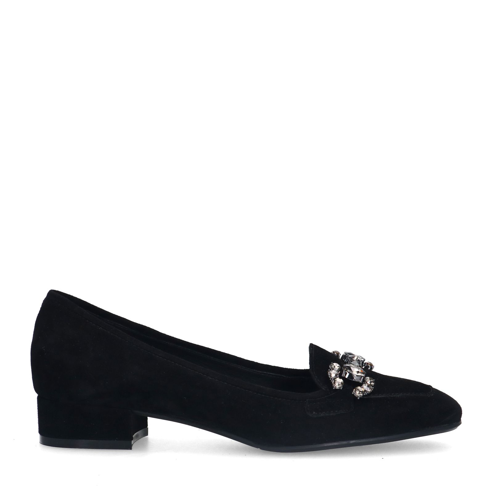 Schwarze Loafer-Pumps aus Veloursleder