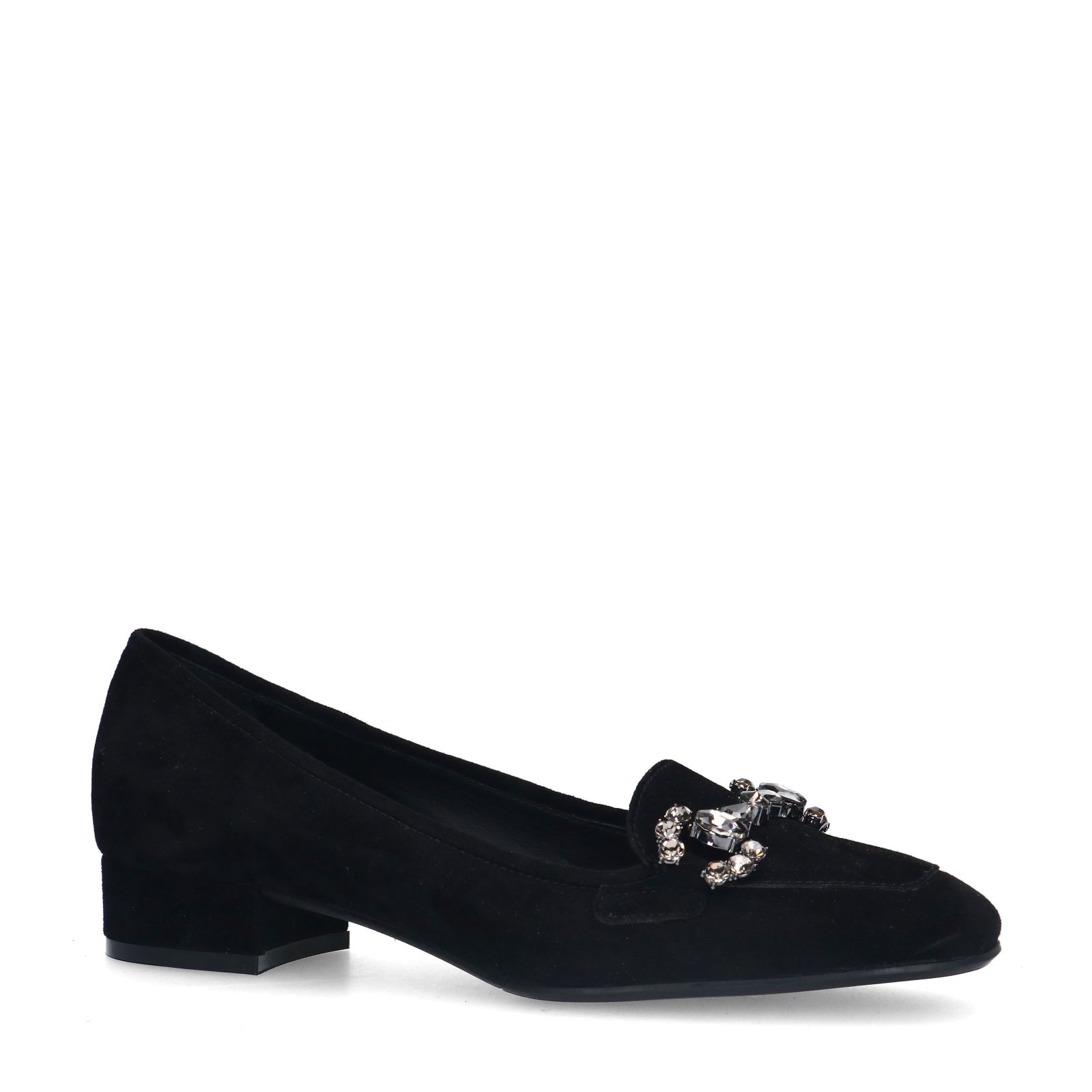 Schwarze Loafer-Pumps aus Veloursleder