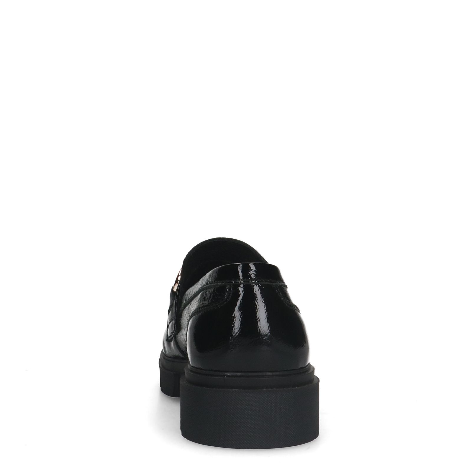 Zwarte lakleren loafers met gouden chain