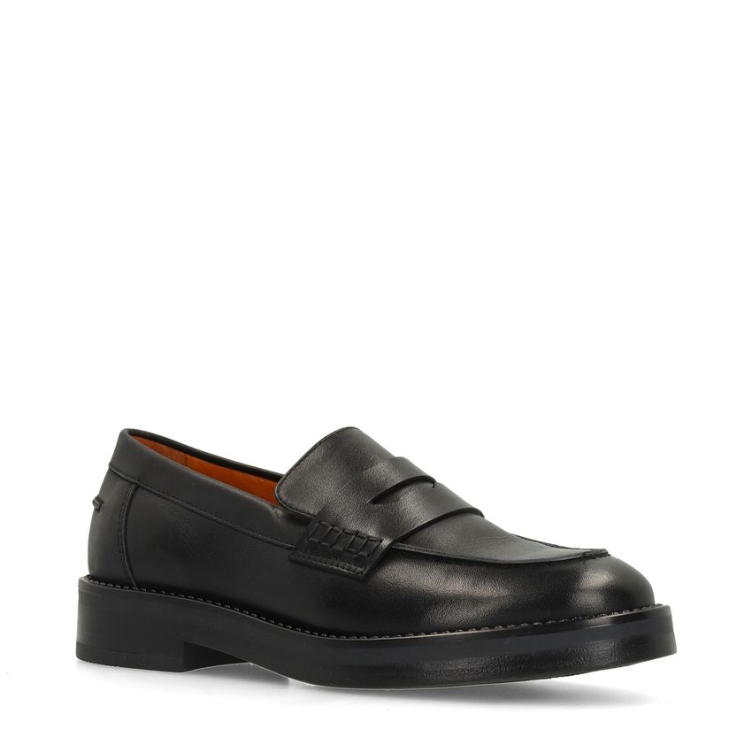 Klassieke zwarte leren loafers