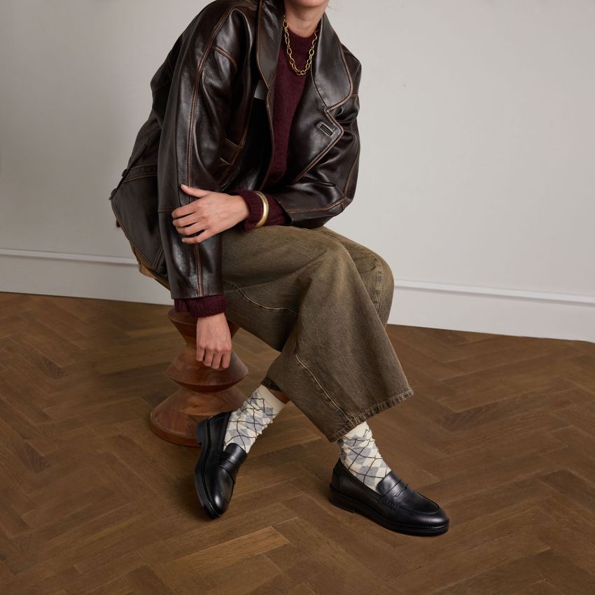 Klassieke zwarte leren loafers