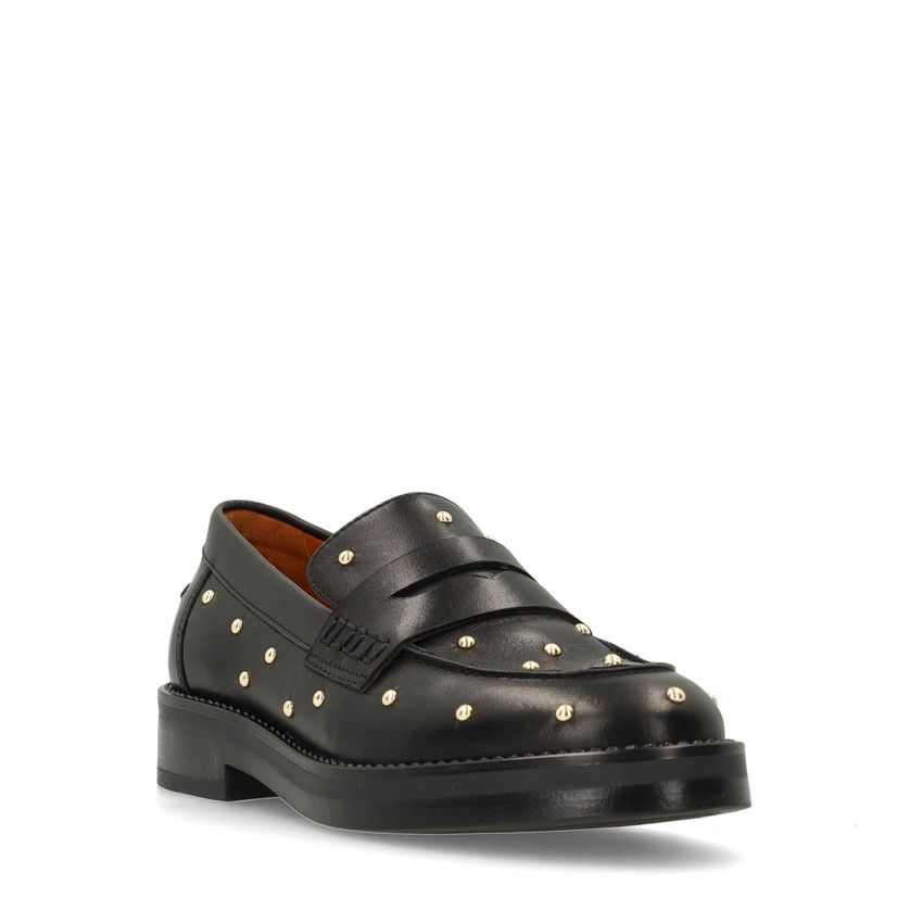 Zwarte leren loafers met studs