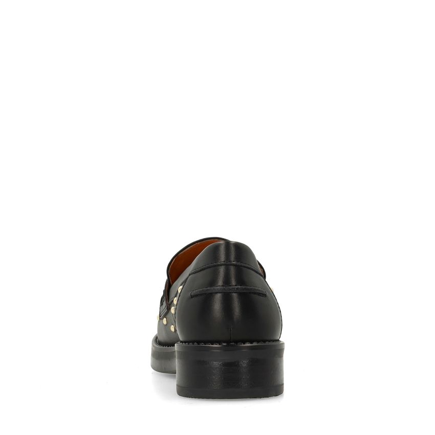 Zwarte leren loafers met studs