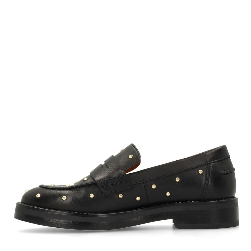 Zwarte leren loafers met studs
