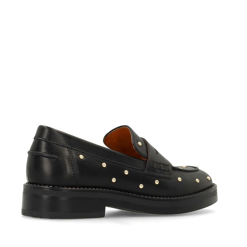 Zwarte leren loafers met studs