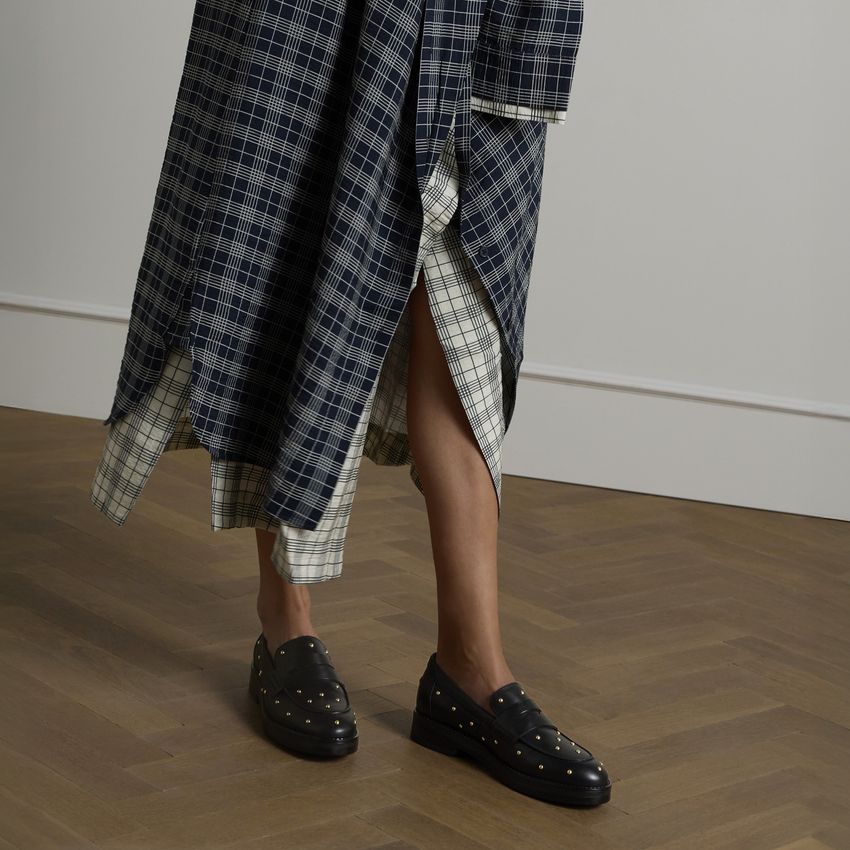Zwarte leren loafers met studs