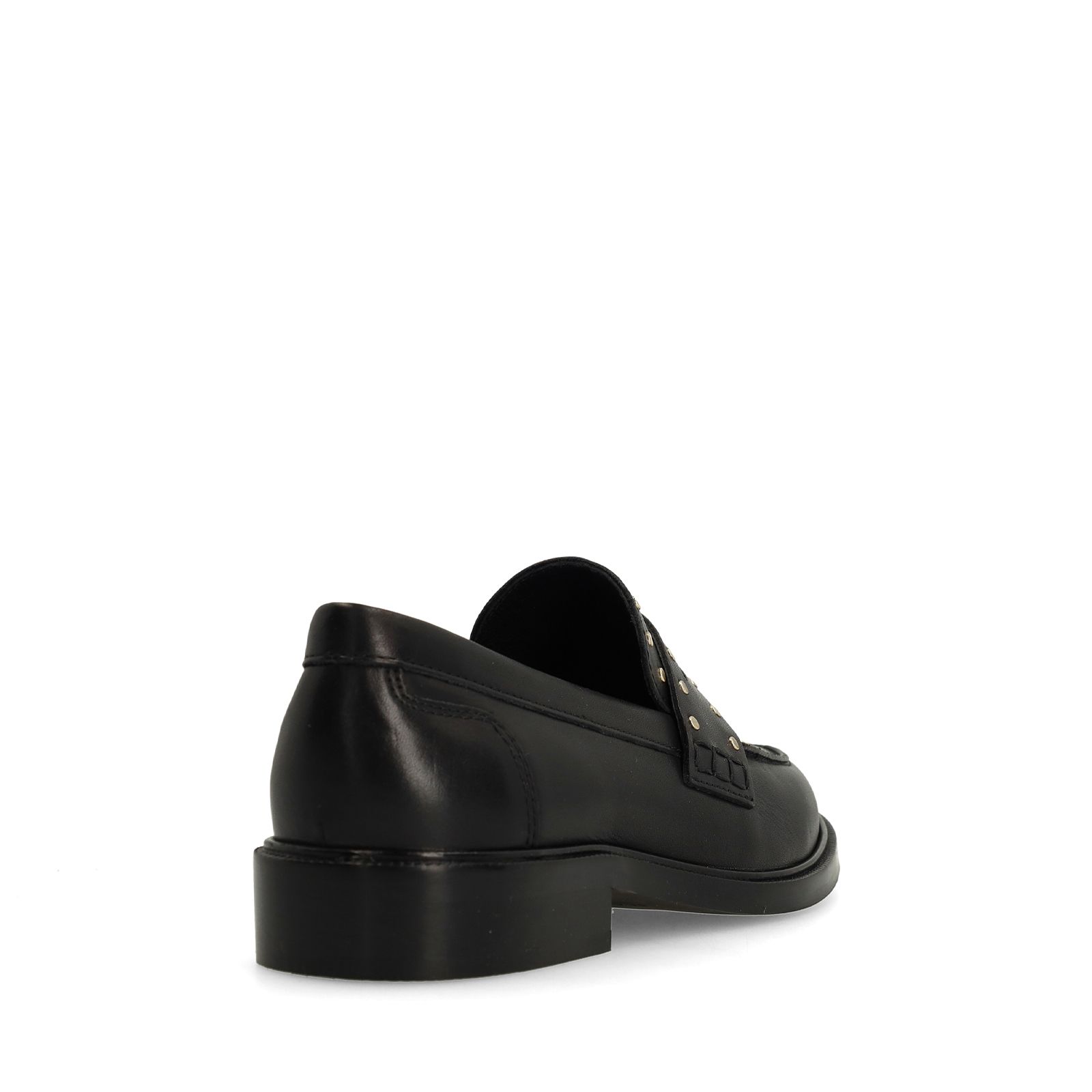 Schwarze Leder-Loafer mit goldfarbenen Nieten