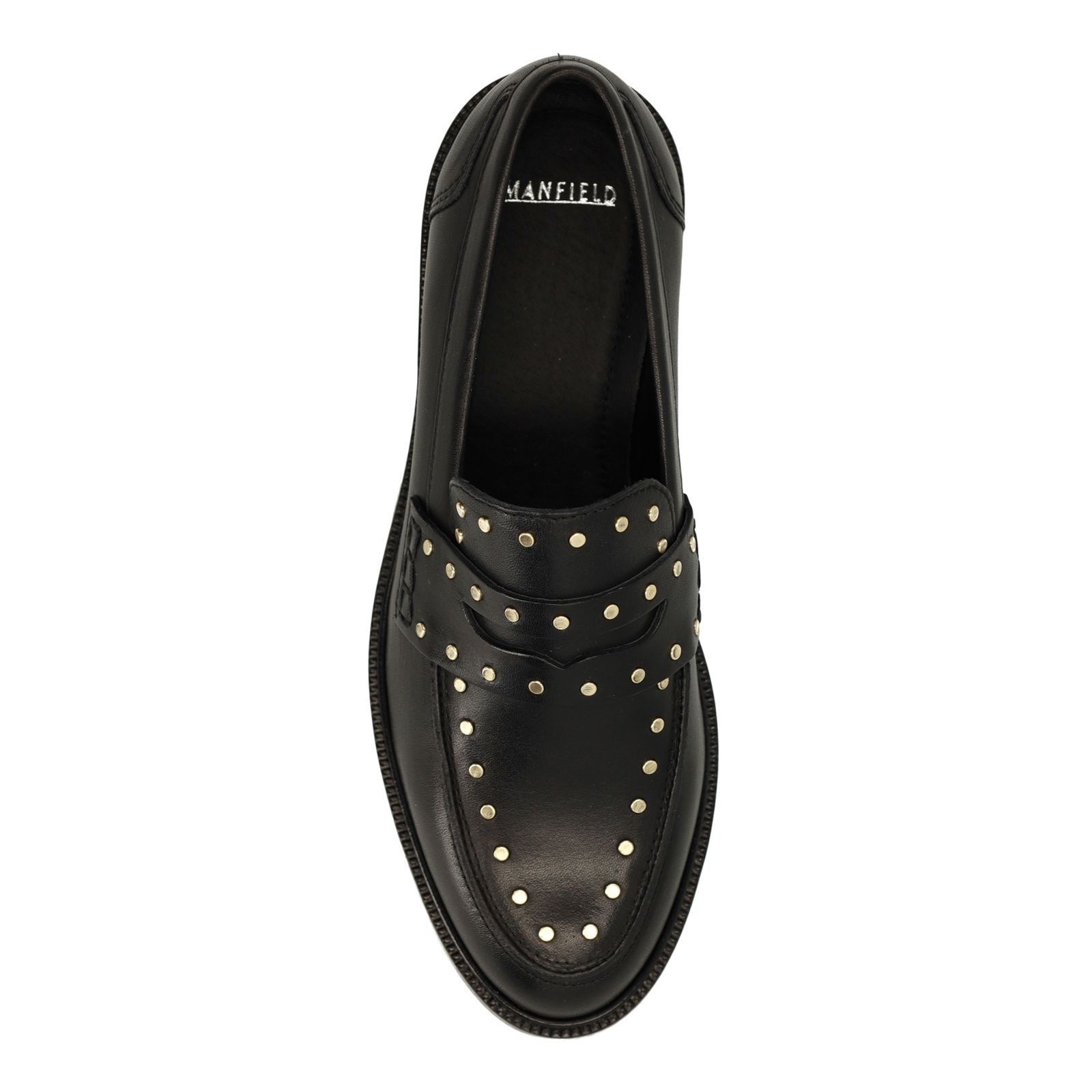 Schwarze Leder-Loafer mit goldfarbenen Nieten
