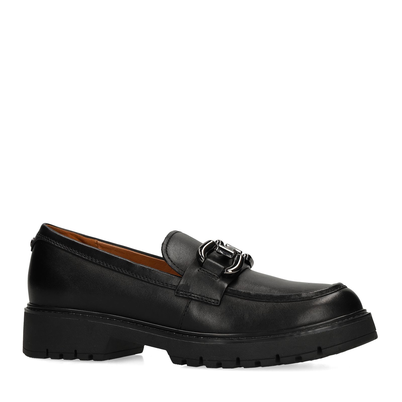 Zwarte leren loafers met chain