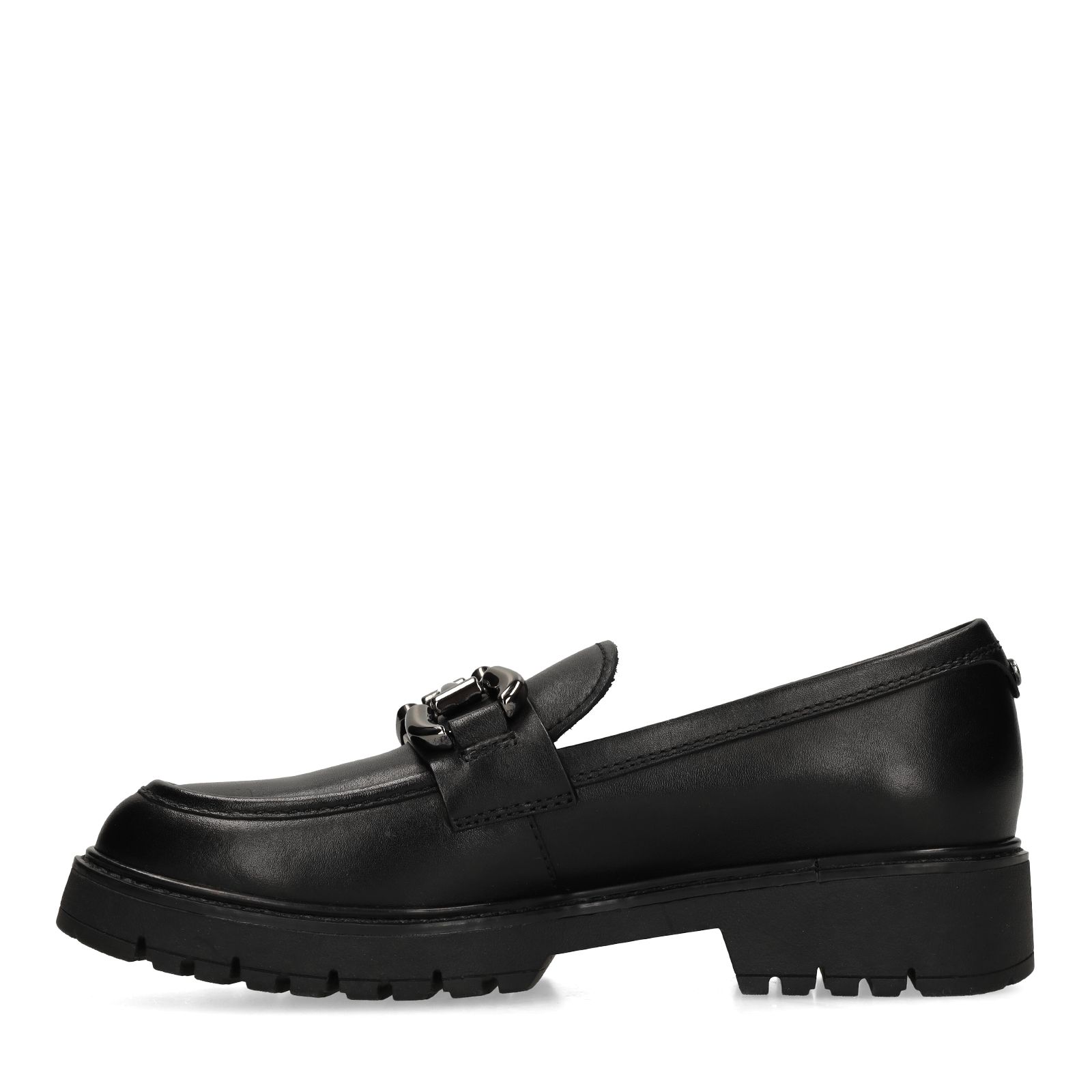 Zwarte leren loafers met chain