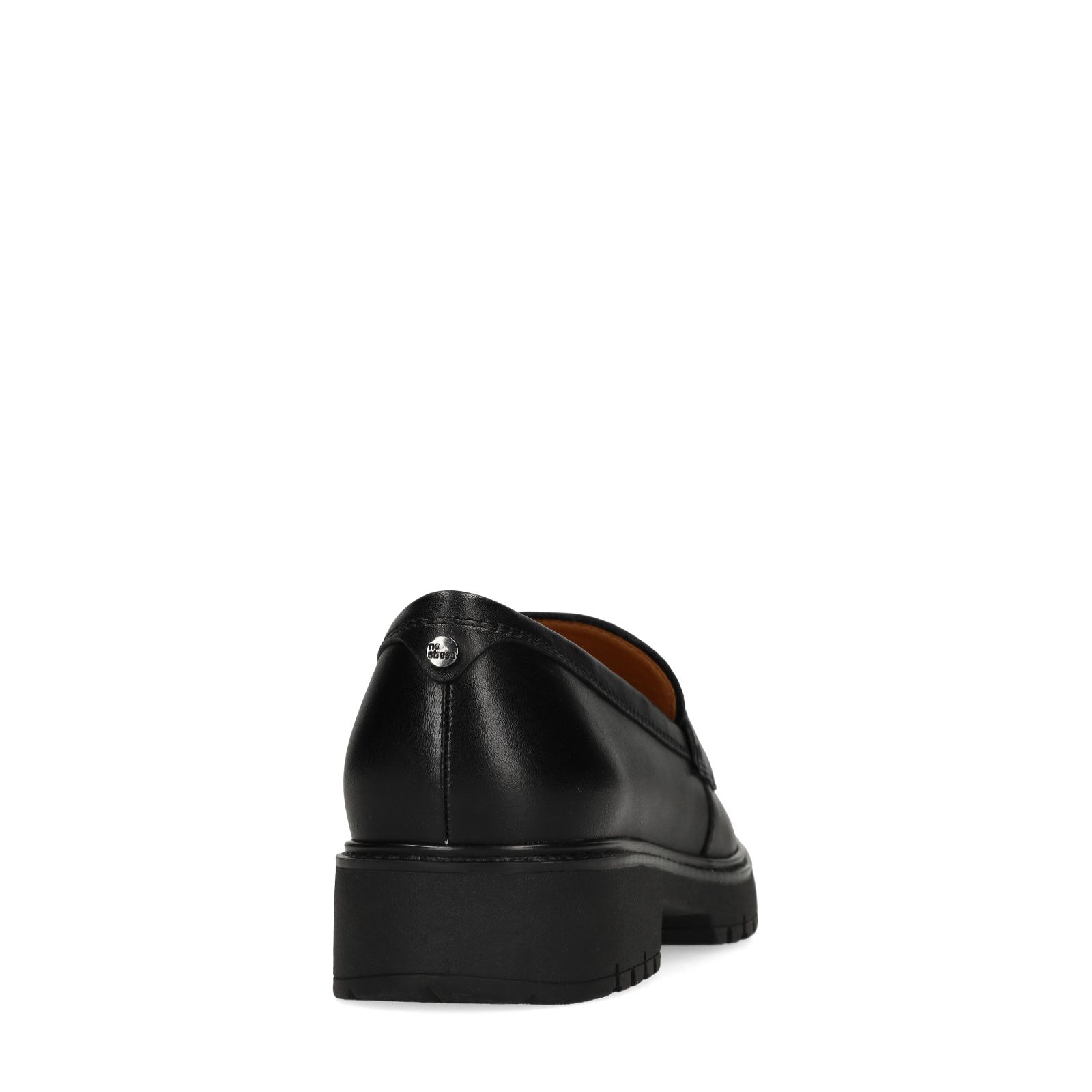 Schwarze Leder-Loafer mit Kette