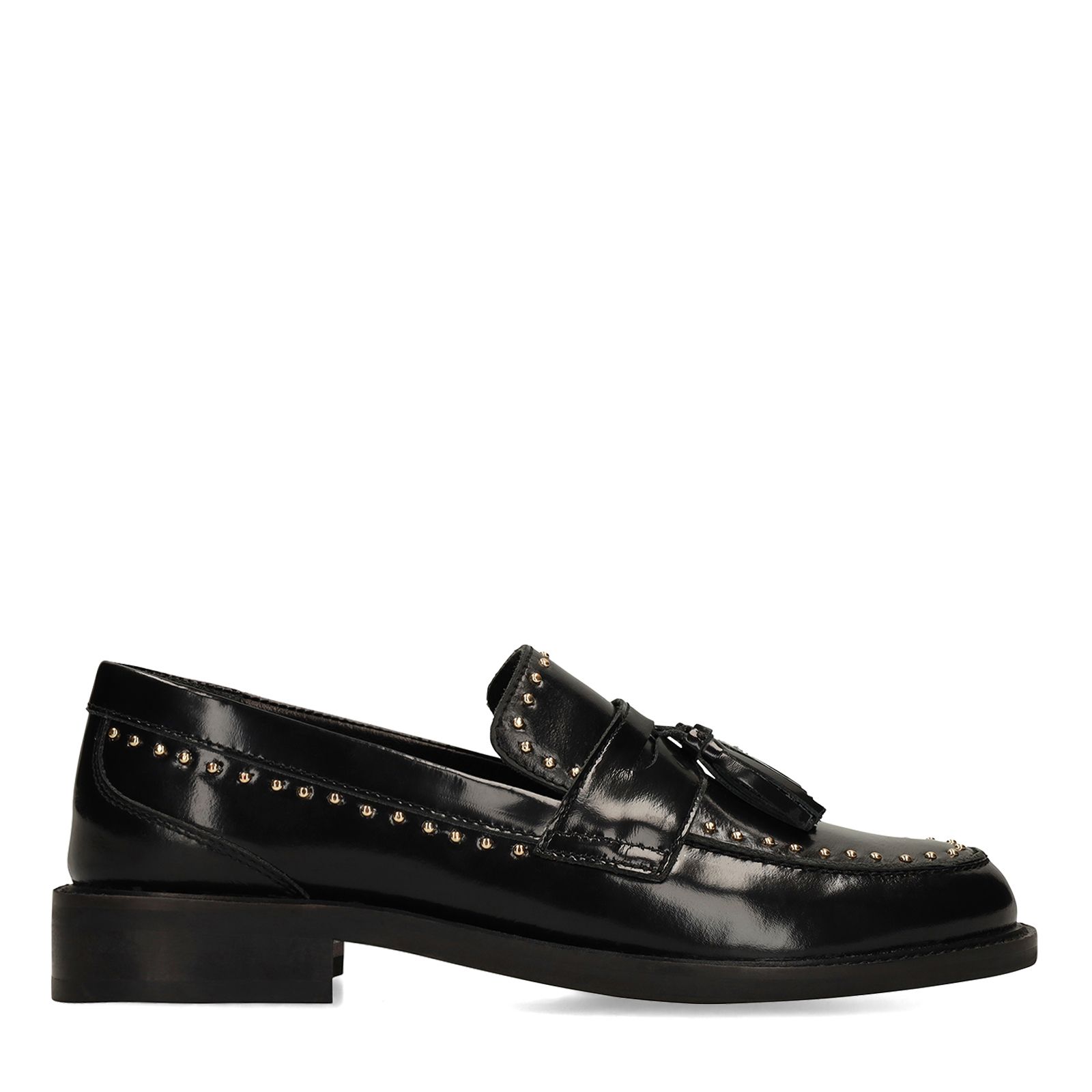 Schwarze Leder-Loafer mit Nieten