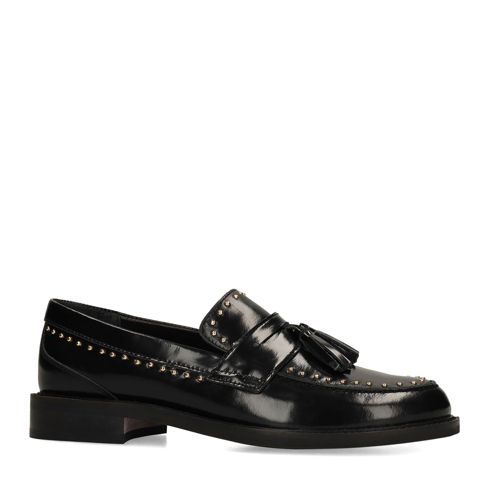 Schwarze Leder-Loafer mit Nieten