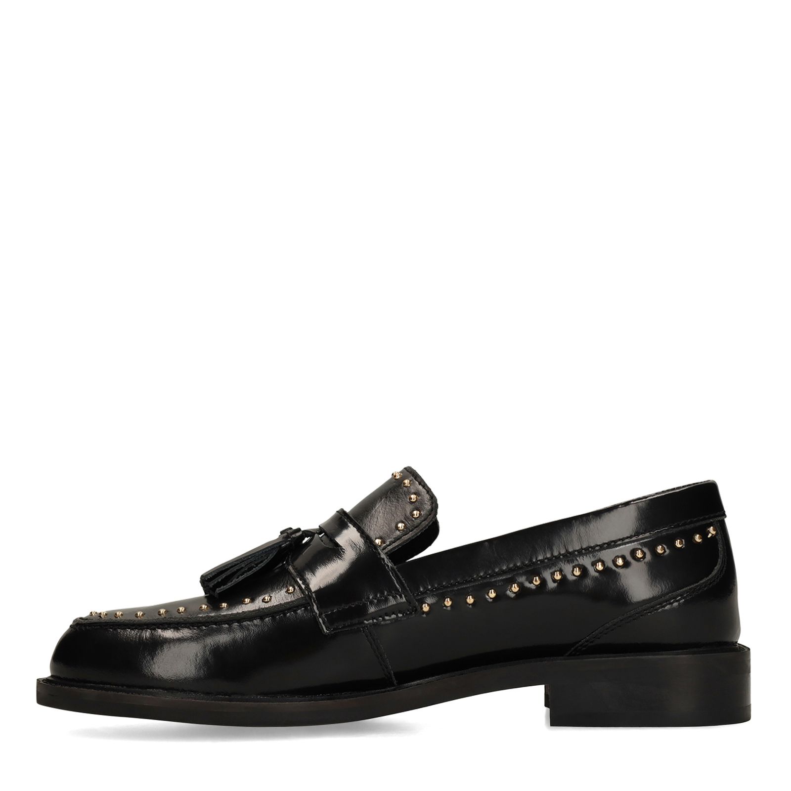 Schwarze Leder-Loafer mit Nieten