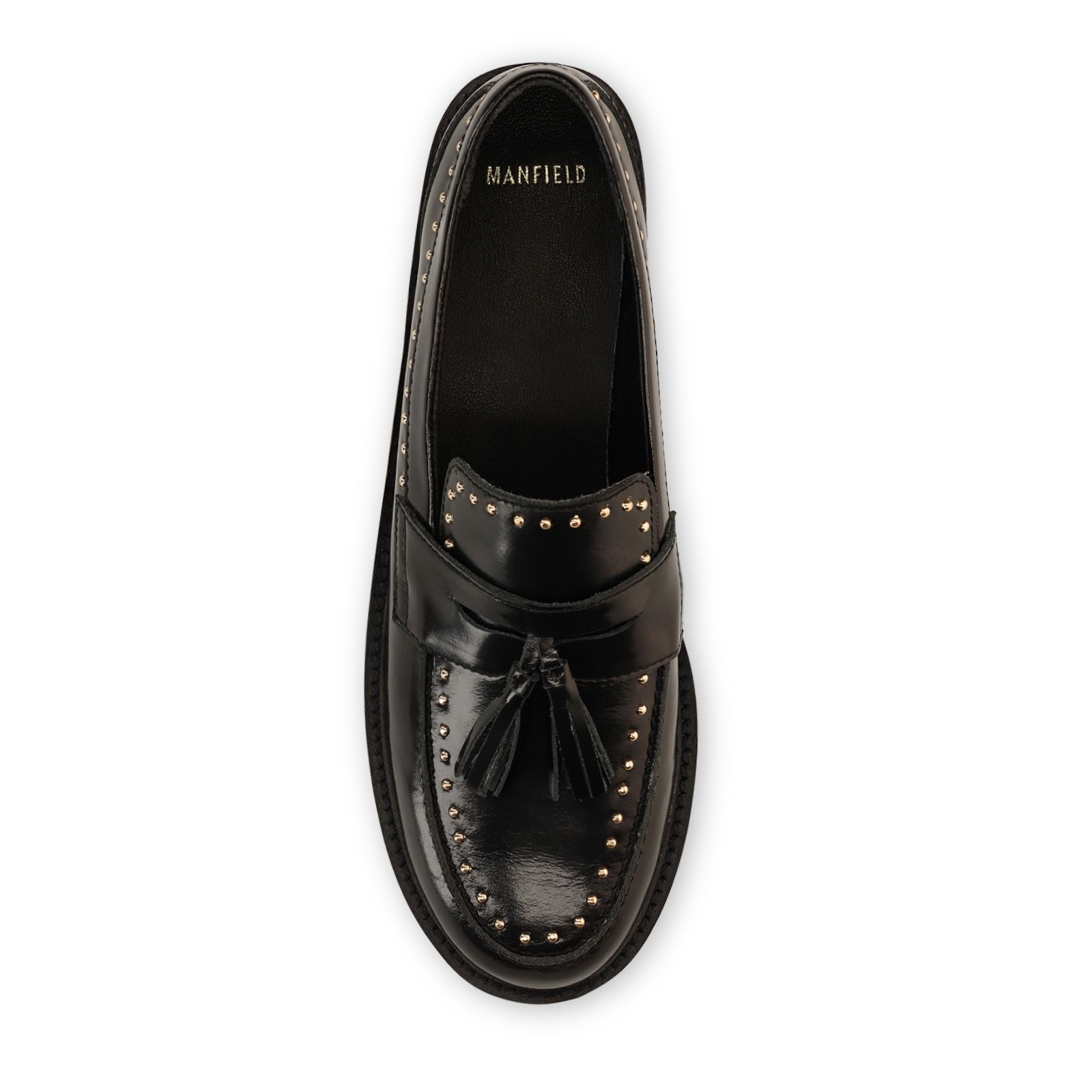 Schwarze Leder-Loafer mit Nieten